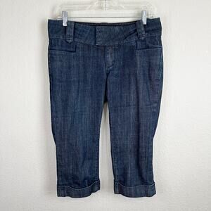 Banana Republic Urban Denim Capris Women's 6 Trouser Low Rise Cuffed Dark Wash